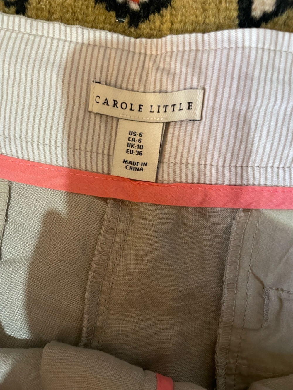 Carole Little Cream Linen Shorts - Picture 3 of 3